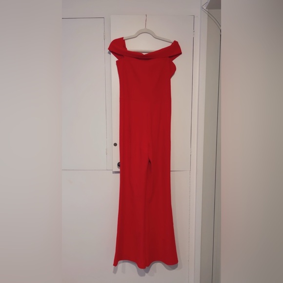 Nwot revolve by the way off the shoulder wide leg  red jumpsuit - Picture 3 of 10